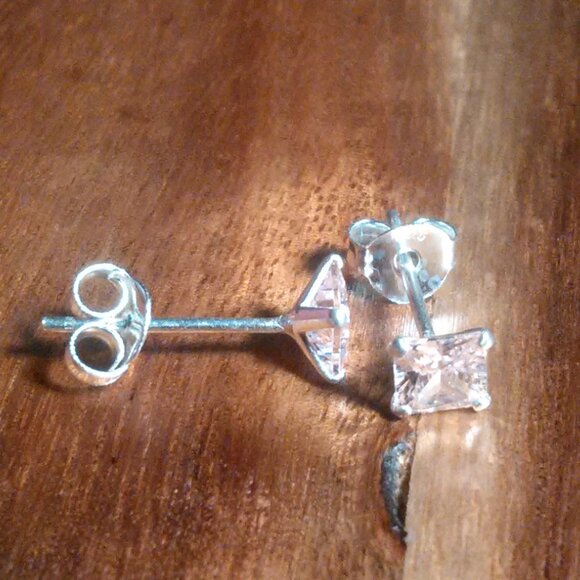 Pink Cubic Zirconia Sterling Silver Stud Earrings - Picture 3 of 7
